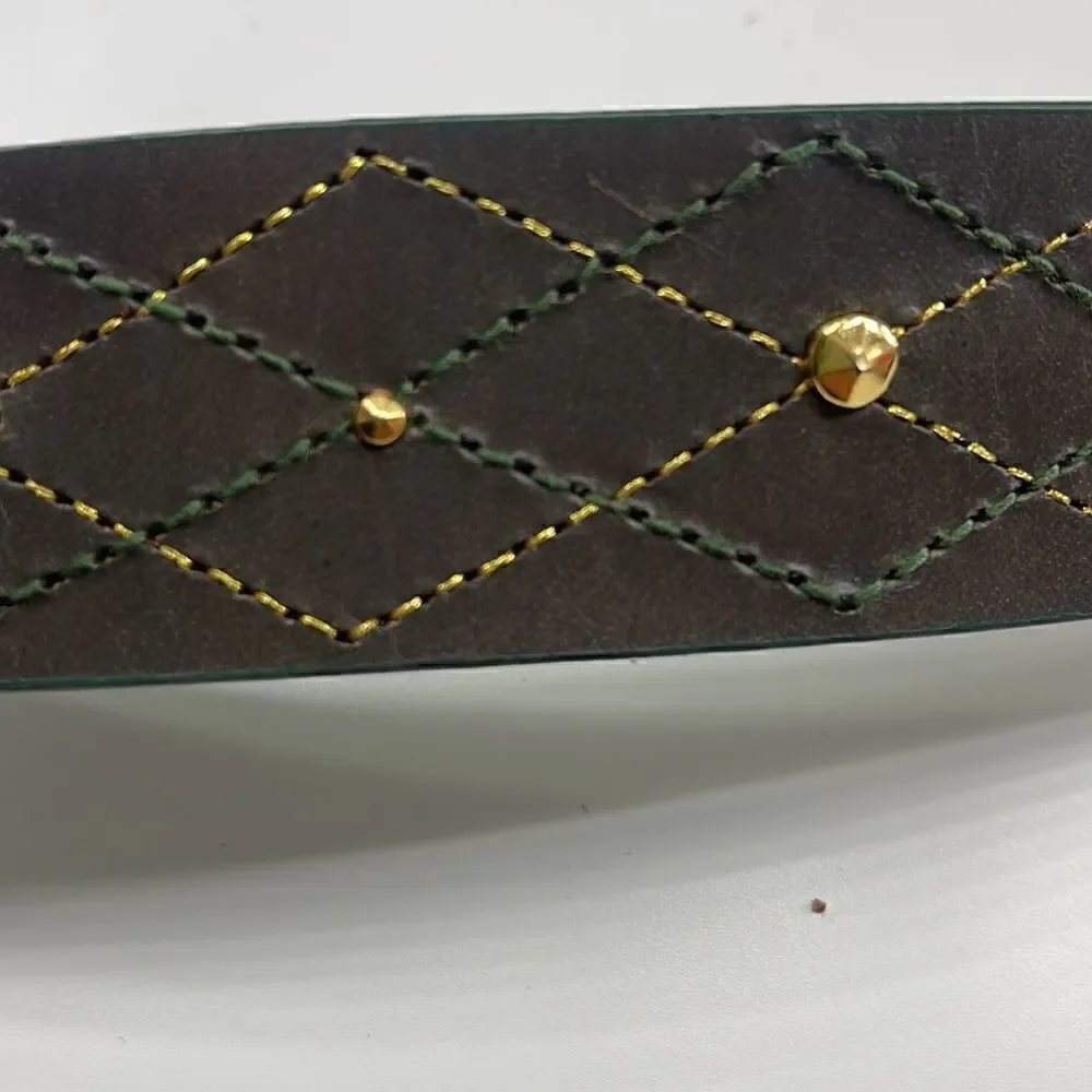 MICHAEL KORS leather with gold accents brown and green belt